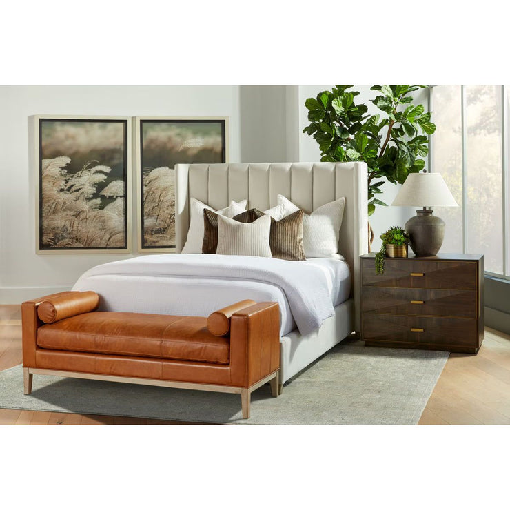 Essentials For Living Keaton Upholstered Bench ~ Whiskey Brown Top Grain Leather