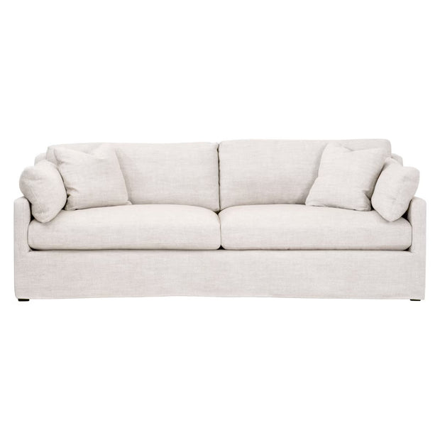 Essentials For Living Lena 95” Slope Arm Slipcovered Sofa ~ Performance Latte Micro Boucle