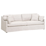 Essentials For Living Lena 95” Slope Arm Slipcovered Sofa ~ Performance Latte Micro Boucle