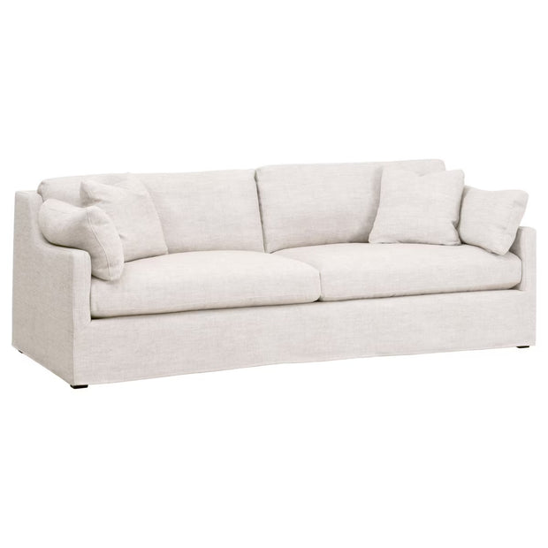 Essentials For Living Lena 95” Slope Arm Slipcovered Sofa ~ Performance Latte Micro Boucle