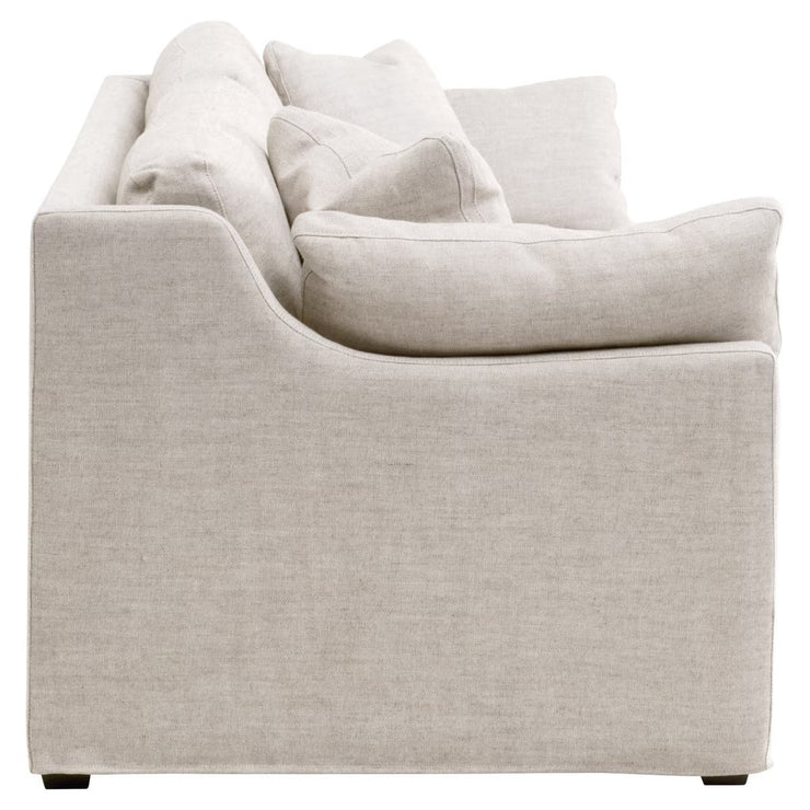 Essentials For Living Lena 95” Slope Arm Slipcovered Sofa ~ Performance Latte Micro Boucle