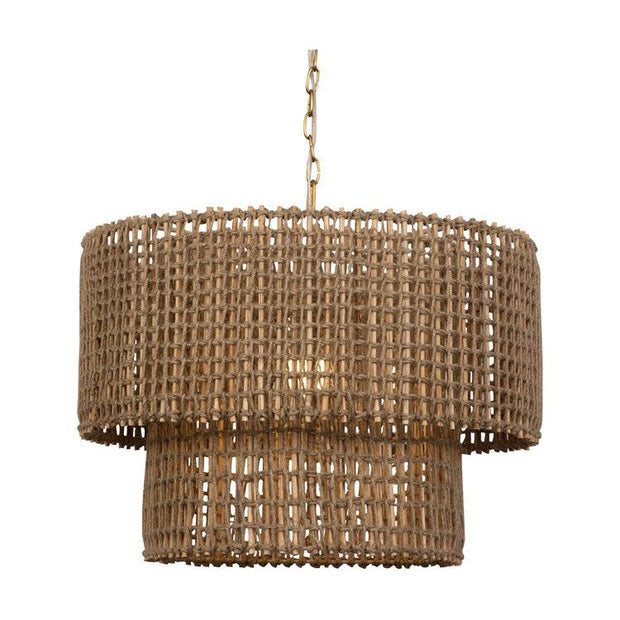 Uttermost Biswas Natural Woven Jute Rope Two Tier Shade Pendant Light