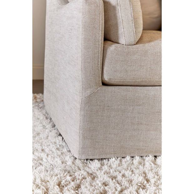 Essentials For Living Lena 95” Slope Arm Slipcovered Sofa ~ Performance Latte Micro Boucle