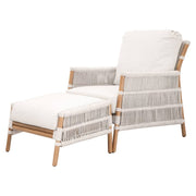 Essentials For Living Bacara Club Chair With Footstool~ White Speckle Rope, Performance White Speckle And Natural Rattan