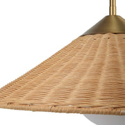 Uttermost Phuvinh Natural Rattan Coolie Shaped Shade with Antique Brass Accents Pendant Light