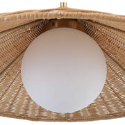 Uttermost Phuvinh Natural Rattan Coolie Shaped Shade with Antique Brass Accents Pendant Light