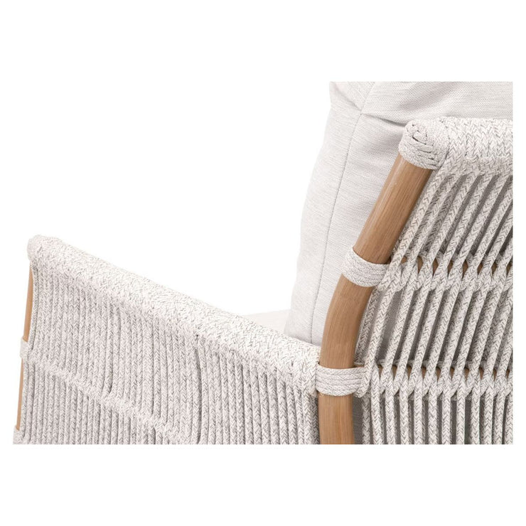 Essentials For Living Bacara Club Chair With Footstool~ White Speckle Rope, Performance White Speckle And Natural Rattan