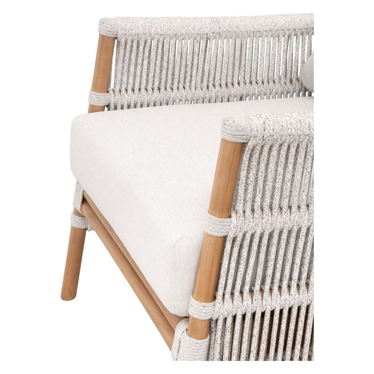 Essentials For Living Bacara Club Chair With Footstool~ White Speckle Rope, Performance White Speckle And Natural Rattan