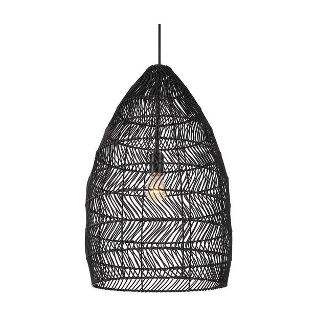 Uttermost Nandi Woven Rattan Matte Black Shade Pendant Light