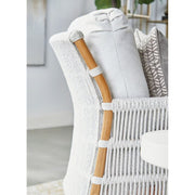 Essentials For Living Bacara Club Chair With Footstool~ White Speckle Rope, Performance White Speckle And Natural Rattan