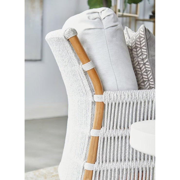 Essentials For Living Bacara Club Chair With Footstool~ White Speckle Rope, Performance White Speckle And Natural Rattan