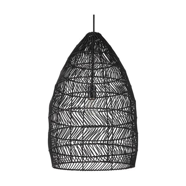 Uttermost Nandi Woven Rattan Matte Black Shade Pendant Light