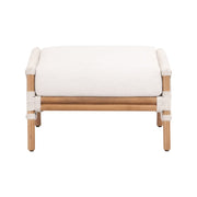 Essentials For Living Bacara Footstool~ White Speckle Flat Rope, Performance White Speckle, Natural Rattan