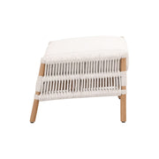 Essentials For Living Bacara Footstool~ White Speckle Flat Rope, Performance White Speckle, Natural Rattan