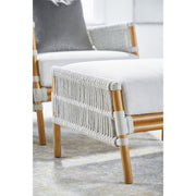 Essentials For Living Bacara Footstool~ White Speckle Flat Rope, Performance White Speckle, Natural Rattan