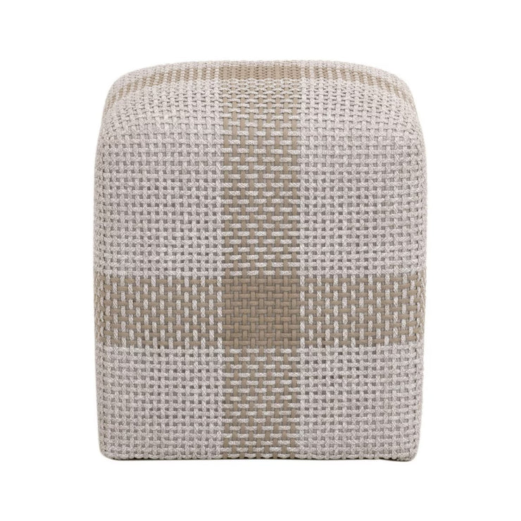 Essentials For Living Cross Accent Cube ~ Taupe & White Flat Rope, Taupe Stripe