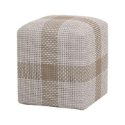 Essentials For Living Cross Accent Cube ~ Taupe & White Flat Rope, Taupe Stripe