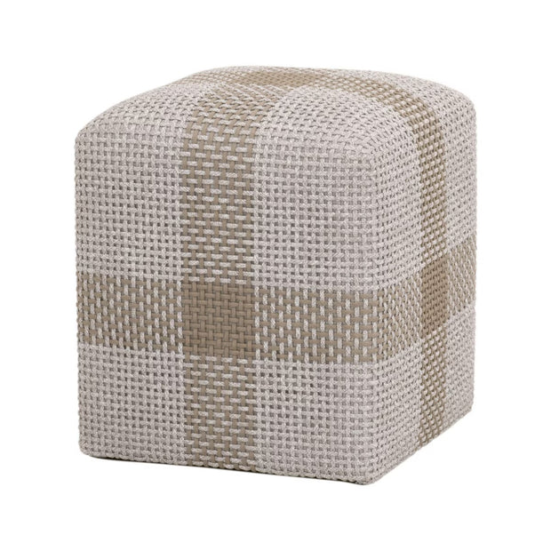 Essentials For Living Cross Accent Cube ~ Taupe & White Flat Rope, Taupe Stripe