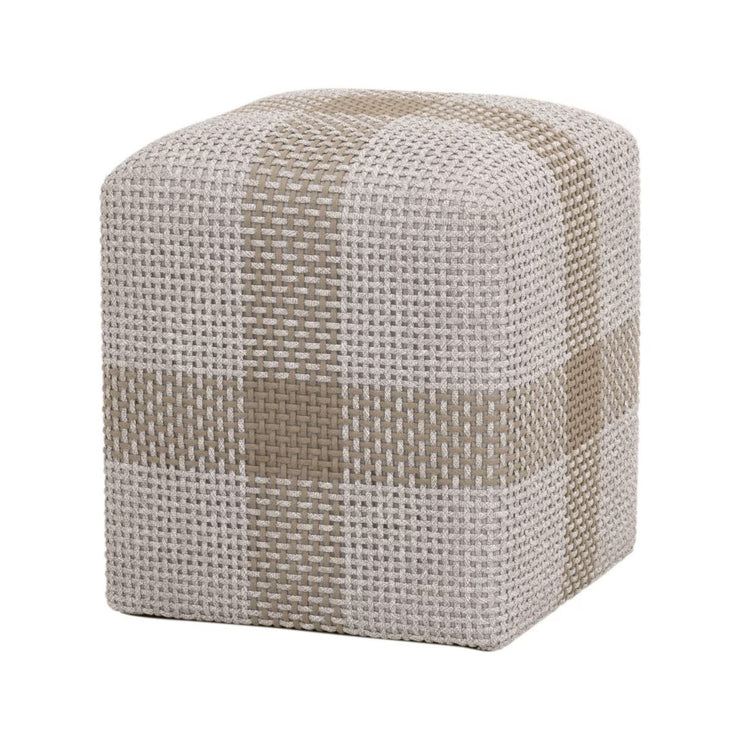 Essentials For Living Cross Accent Cube ~ Taupe & White Flat Rope, Taupe Stripe