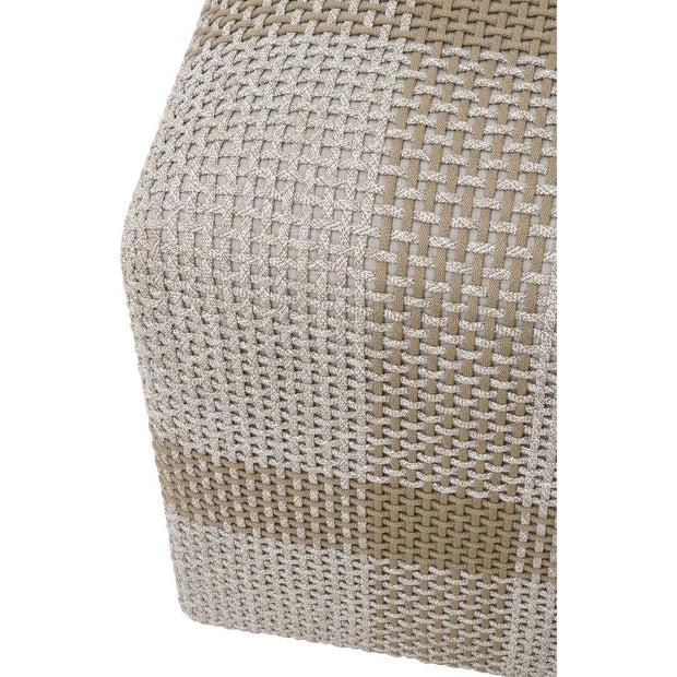 Essentials For Living Cross Accent Cube ~ Taupe & White Flat Rope, Taupe Stripe