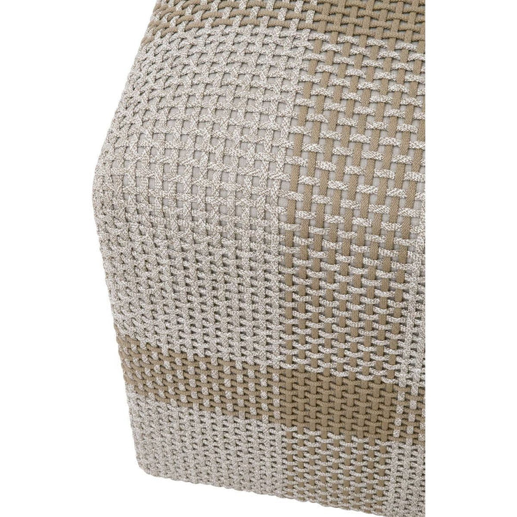 Essentials For Living Cross Accent Cube ~ Taupe & White Flat Rope, Taupe Stripe