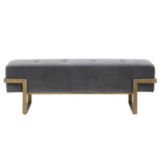 Essentials For Living Fiona Upholstered Bench ~ Blush Gray Velvet And Brass