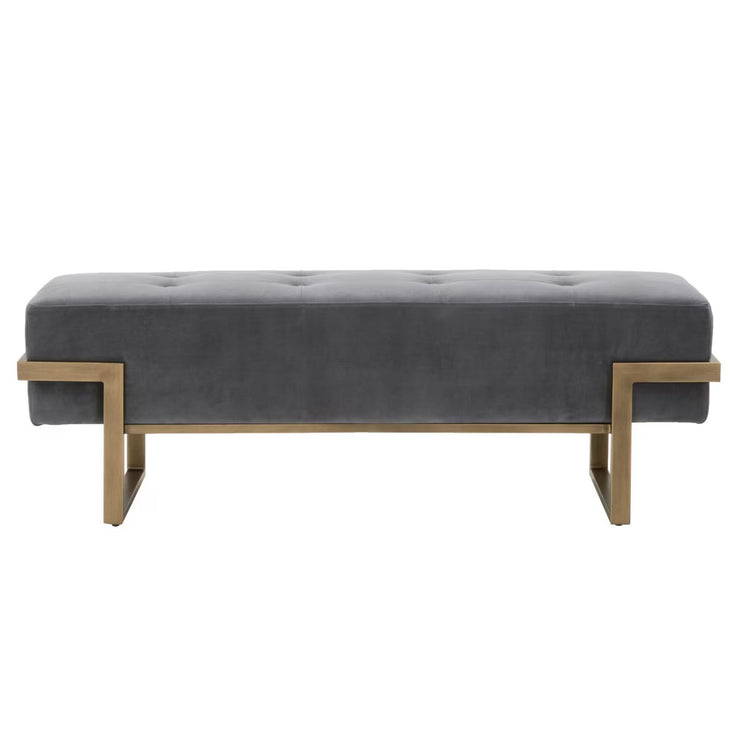 Essentials For Living Fiona Upholstered Bench ~ Blush Gray Velvet And Brass