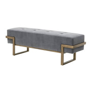 Essentials For Living Fiona Upholstered Bench ~ Blush Gray Velvet And Brass