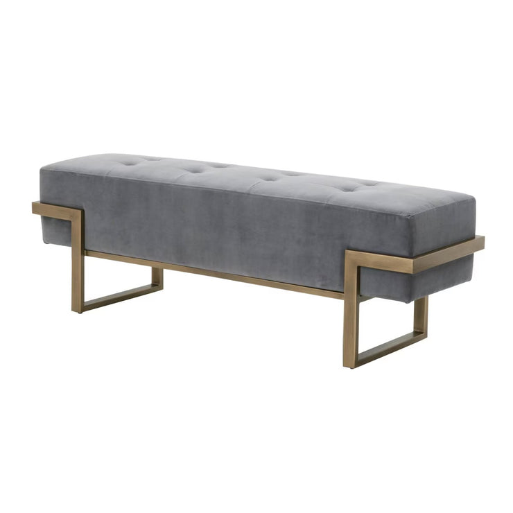Essentials For Living Fiona Upholstered Bench ~ Blush Gray Velvet And Brass