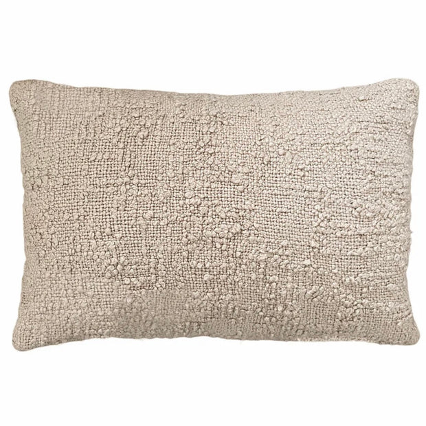 Anaya Home Cozy Cotton Beige Boucle Lumbar Pillow 14x20 With Down Insert