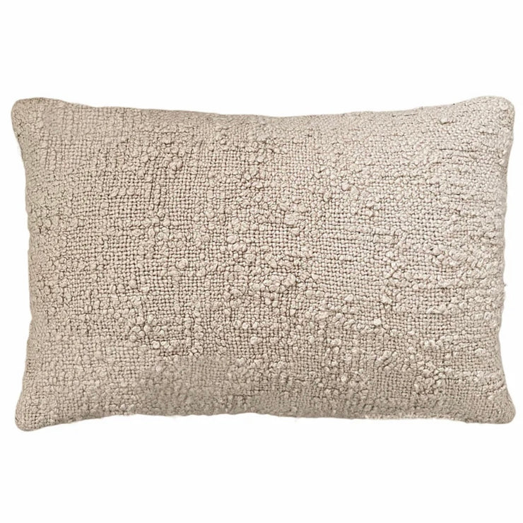Anaya Home Cozy Cotton Beige Boucle Lumbar Pillow 14x20 With Down Insert