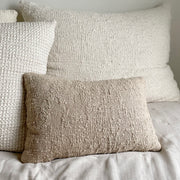 Anaya Home Cozy Cotton Beige Boucle Lumbar Pillow 14x20 With Down Insert