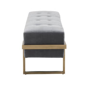 Essentials For Living Fiona Upholstered Bench ~ Blush Gray Velvet And Brass