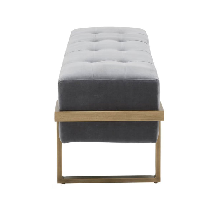 Essentials For Living Fiona Upholstered Bench ~ Blush Gray Velvet And Brass
