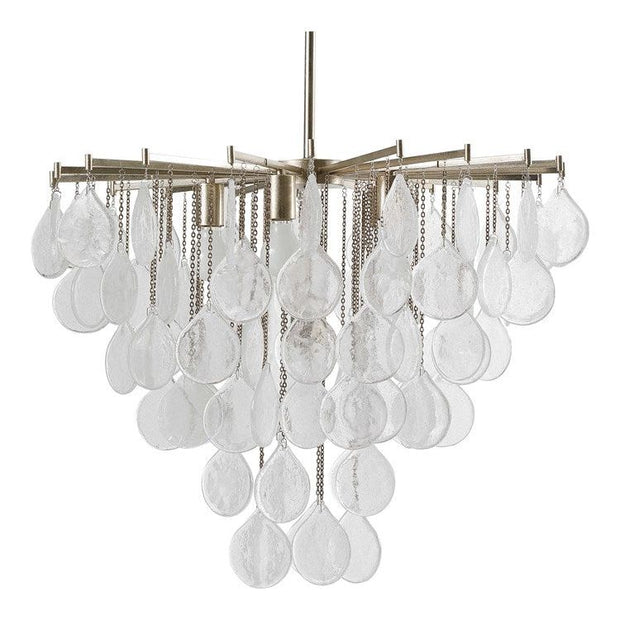 Uttermost Goccia Tear Drop Seeded Glass with Silver Leaf Accents 6 Light Pendant