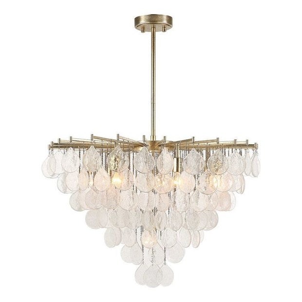 Uttermost Goccia Tear Drop Seeded Glass with Silver Leaf Accents Large 8 Light Pendant