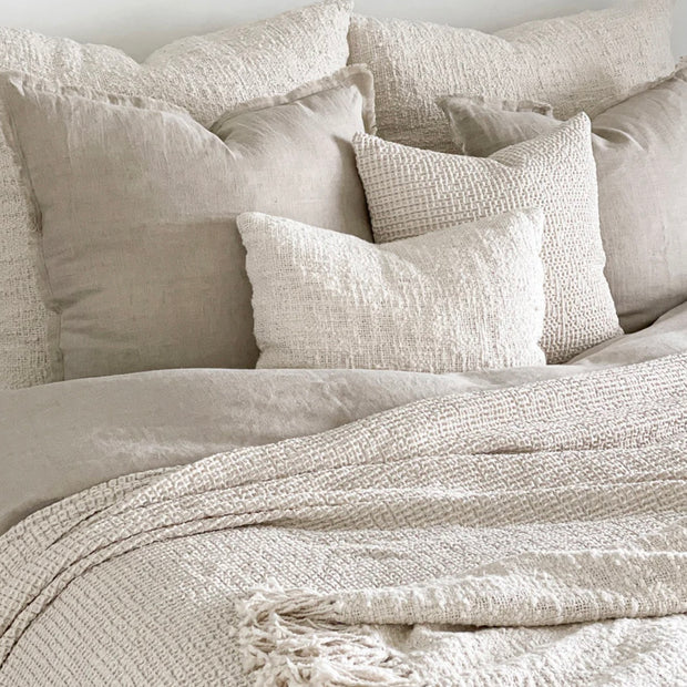 Anaya Home Cozy Cotton White Boucle Lumbar Pillow 14x20 With Down Insert