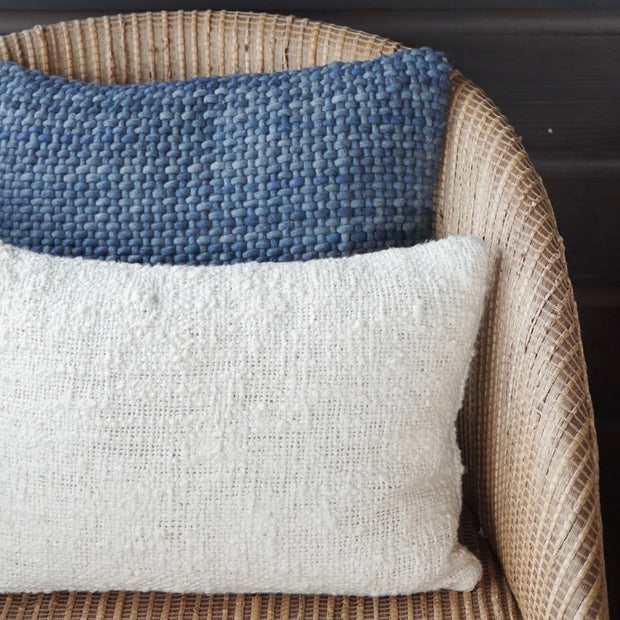Anaya Home Cozy Cotton White Boucle Lumbar Pillow 14x20 With Down Insert