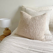 Anaya Home Cozy Cotton Beige Boucle Euro Pillow 26x26 With Down Insert