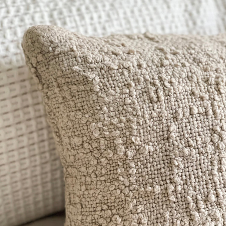 Anaya Home Cozy Cotton Beige Boucle Euro Pillow 26x26 With Down Insert