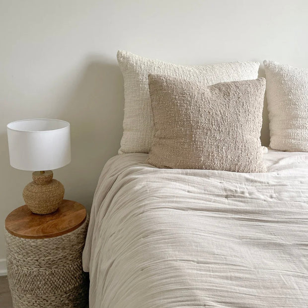 Anaya Home Cozy Cotton Beige Boucle Euro Pillow 26x26 With Down Insert