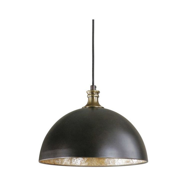 Uttermost Placuna Pacific Bronze Metal Dome With Antique Brass Accents Pendant Light