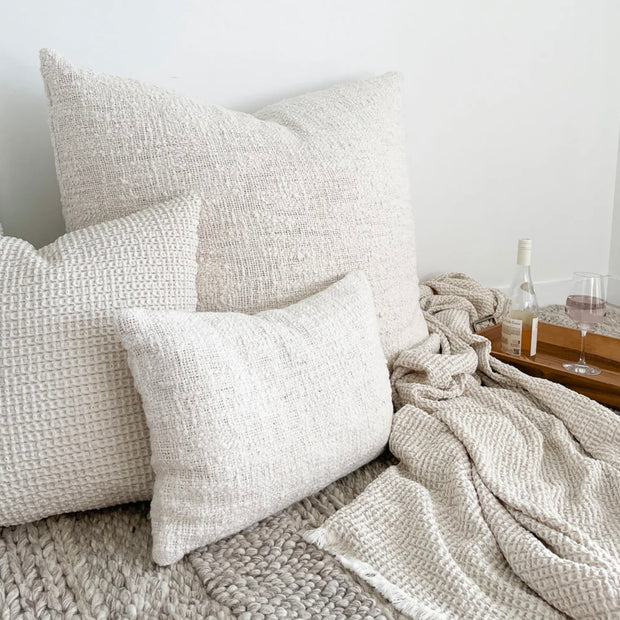Anaya Home Cozy Cotton White Boucle Euro Pillow 26x26 With Down Insert