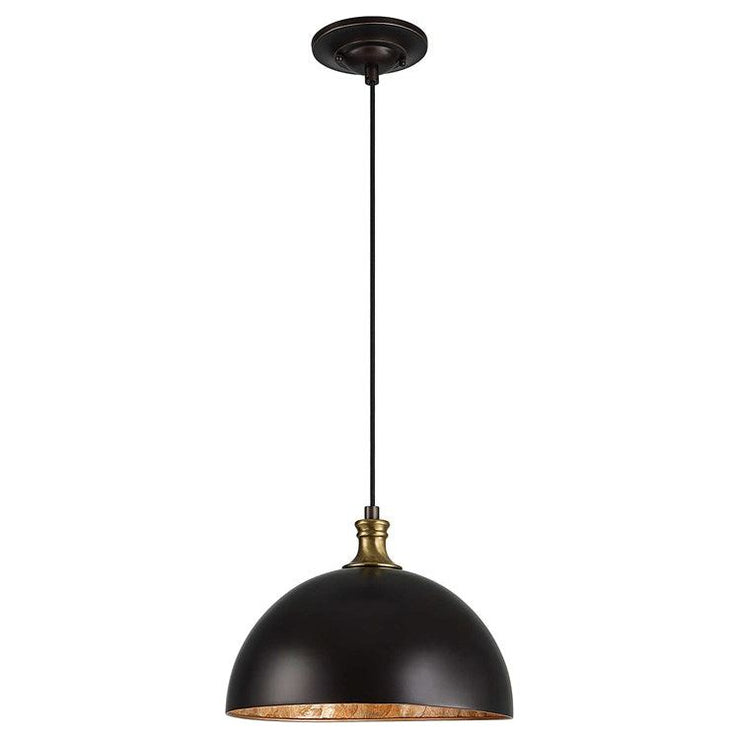 Uttermost Placuna Pacific Bronze Metal Dome With Antique Brass Accents Pendant Light
