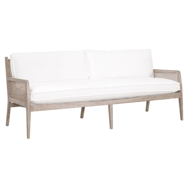 Essentials For Living Leone 84” Settee ~ LiveSmart Peyton-Pearl With Natural Gray Oak