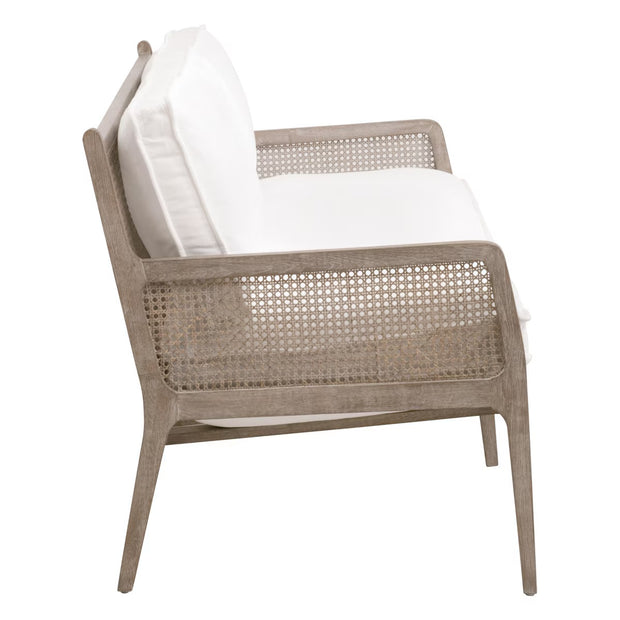 Essentials For Living Leone 84” Settee ~ LiveSmart Peyton-Pearl With Natural Gray Oak