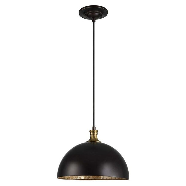 Uttermost Placuna Pacific Bronze Metal Dome With Antique Brass Accents Pendant Light