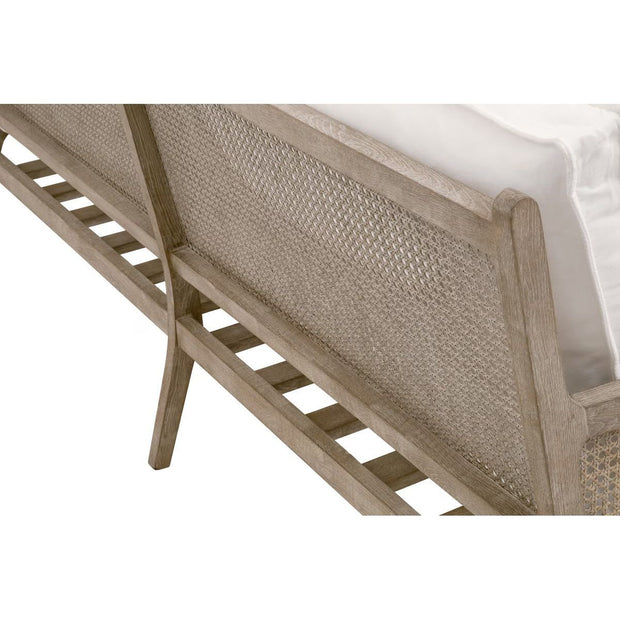 Essentials For Living Leone 84” Settee ~ LiveSmart Peyton-Pearl With Natural Gray Oak