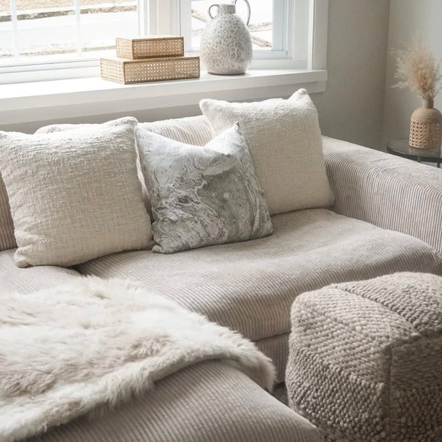 Anaya Home Cozy Cotton White Boucle Euro Pillow 26x26 With Down Insert