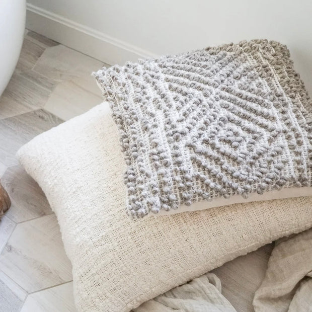 Anaya Home Cozy Cotton White Boucle Euro Pillow 26x26 With Down Insert